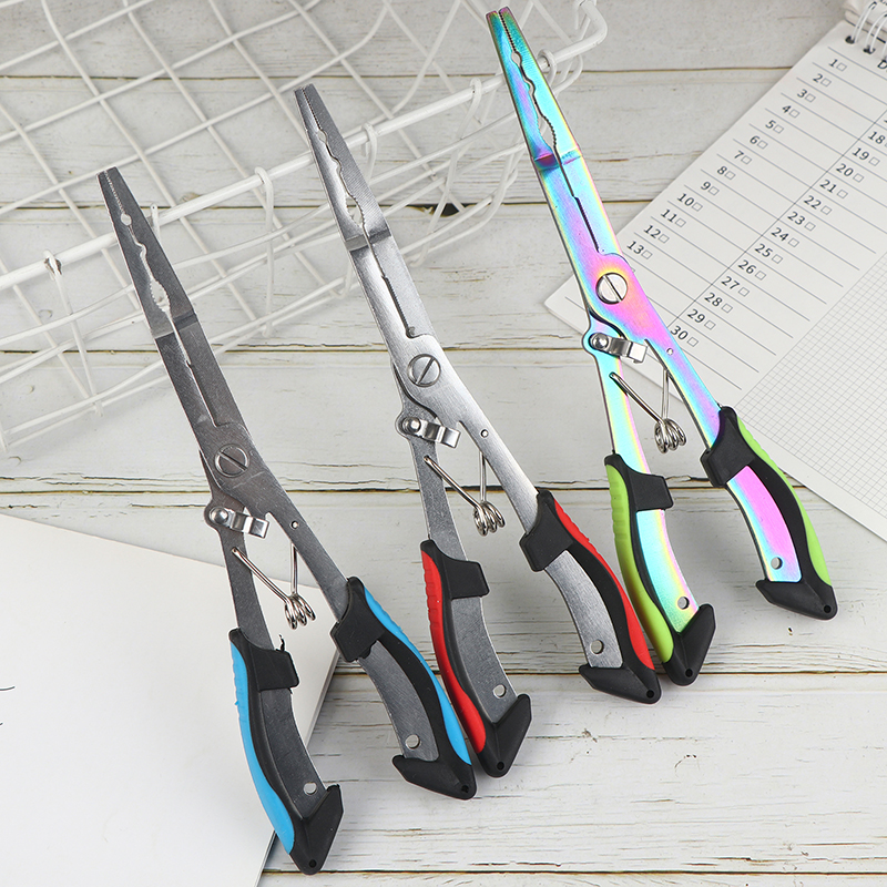 〔E〕Multi-functional Fish Pliers Ergonomics Anti-slip Cut Fishing Line Fishing Tied Hooks Pliers Outdoor Tools Line Cutter