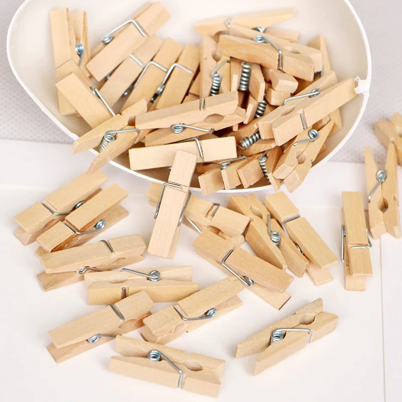 10-60PCs mini 25mm natural wooden clips photo clips clothespin DIY wedding party wooden clip clips pegs dropshipping