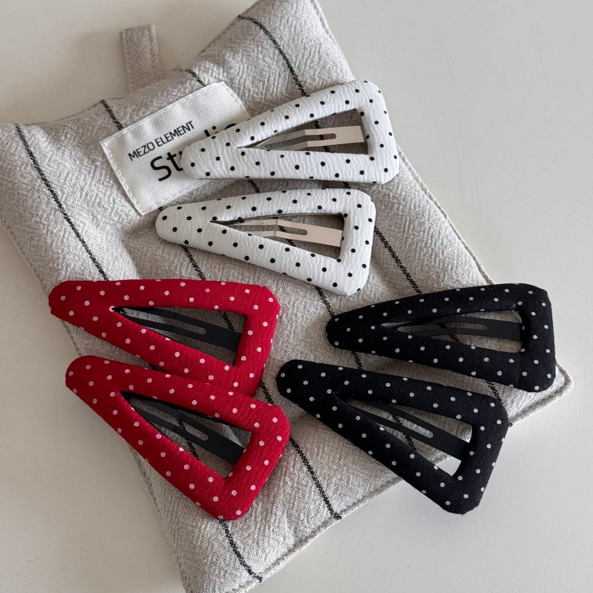Women Cute White Polka Dot Hair Clip Bangs Clip Barrettes Set Simple High Quality Fabric Hairpins Sweet School Girl Hairclip