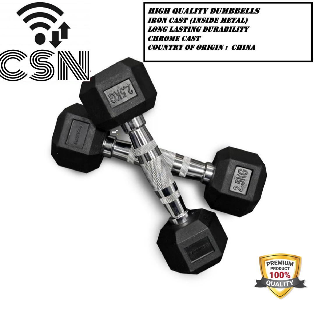 Csn Dumbbell Set 2.5 Kg Hex 2.5 x 2 Pcs Pair + Steel Materials 2 Pcs Pair Original
