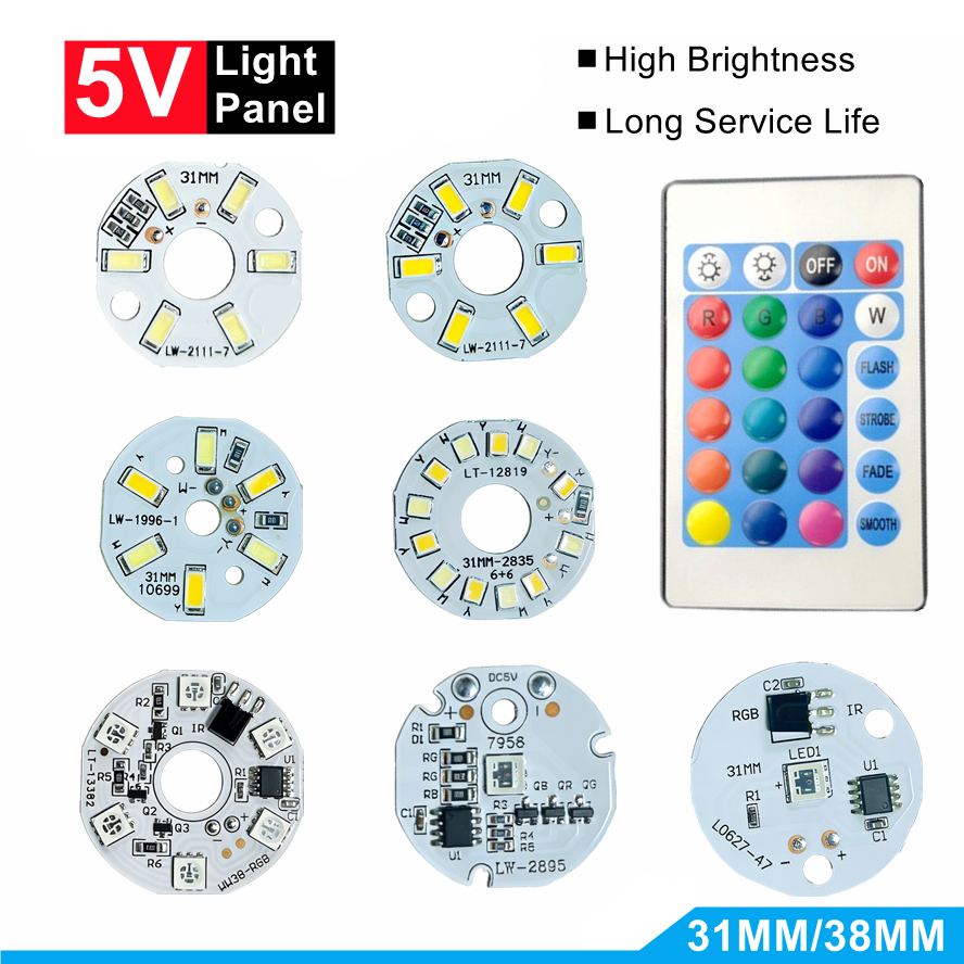 12/6/1LED Dimmable High Brightness 5V Colorful Gradient LED RGB Light Board Remote Control DIY Model Display Light PCB Board