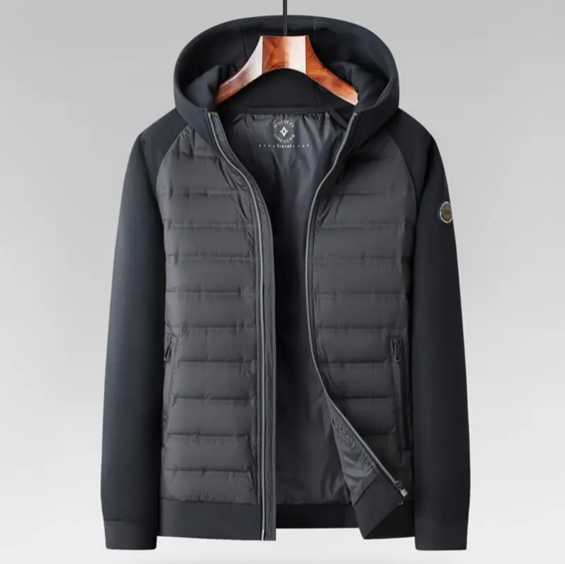Men's Stylish Hooded Down Jacket 90% Goose Down Short Youth Coat High Quality Fashion Autumn Winter Regular Fit
