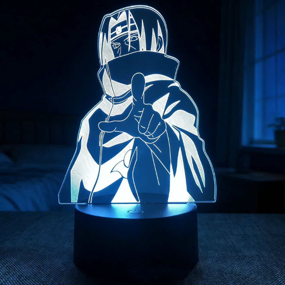 Uchiha Itachi 3D Illusion LED Night Light, Anime Naruto Desk Lamp, 7 Color Changing Bedroom Decor, Unique for Anime Lovers