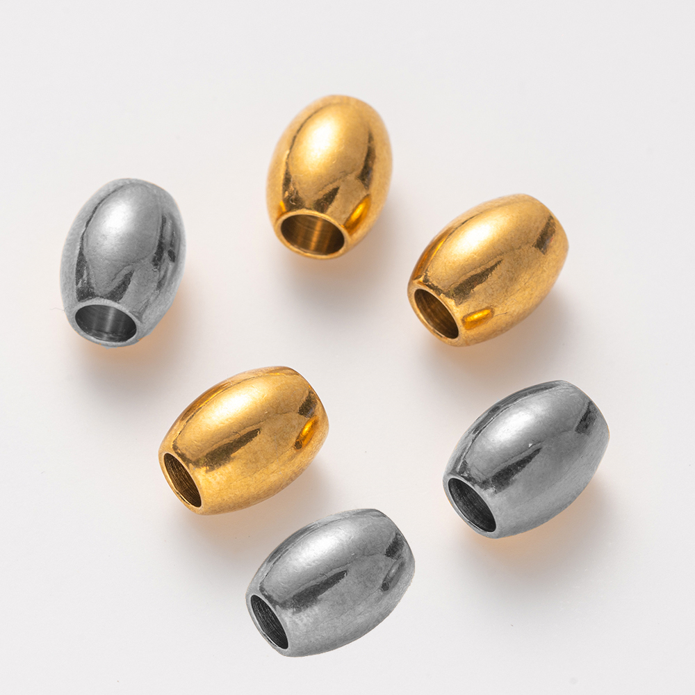 20pcs 304 Stainless Steel Metal Spacer Smooth Oval Large Hole Beads Bulk for Jewelry Making DIY Crafting Findings Supplies