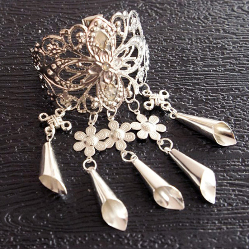 Aluminum Alloy Hollow Hair Clip With Crystal Tassel Pendant, White K Metal Hairpin For Women Girls Party Daily Wear