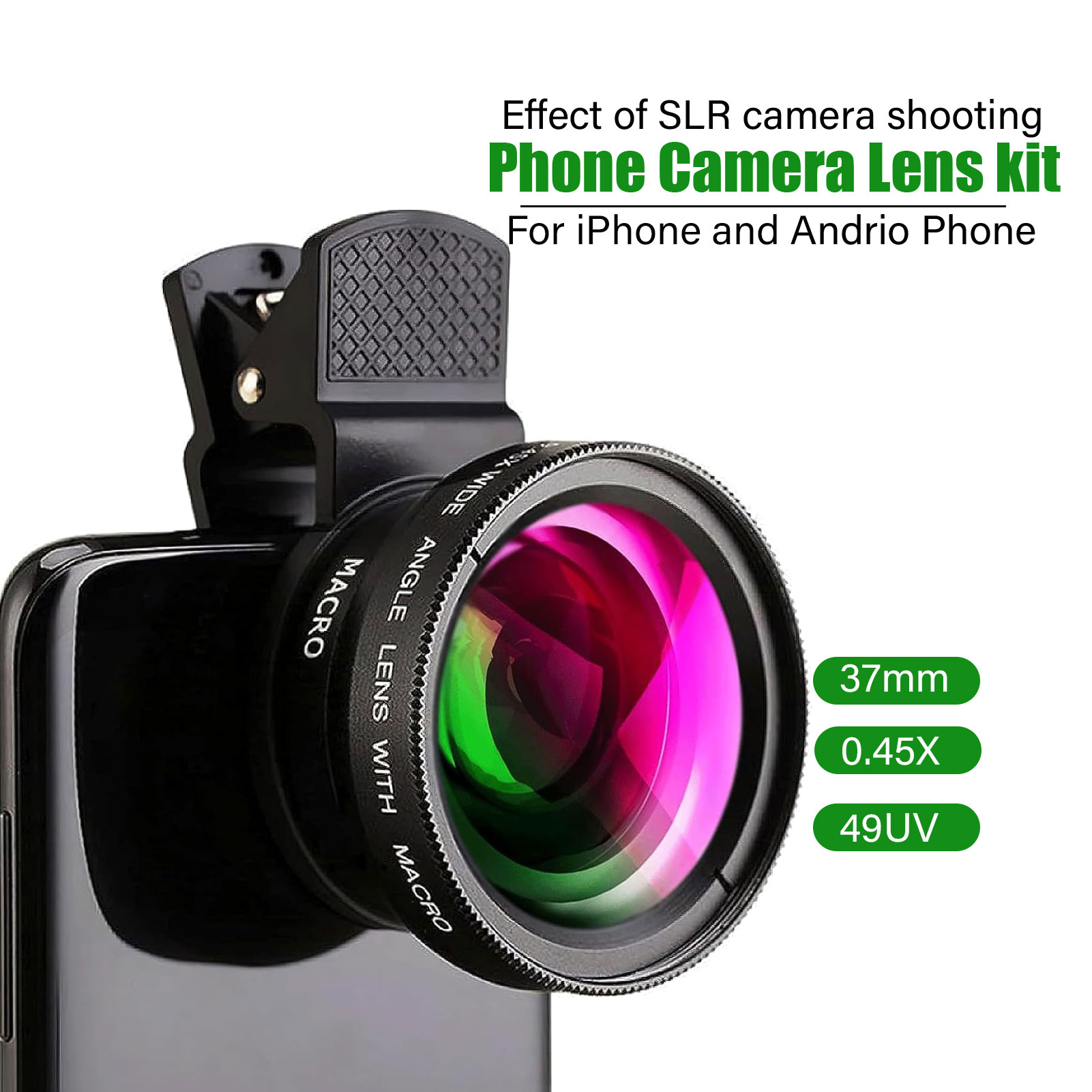 2025 New Upgrade 2 In 1 HD 0.45x Super Wide Angle & 12.5x Macro Lens for iPhone 16 X mobile Phone Camera lens Kit