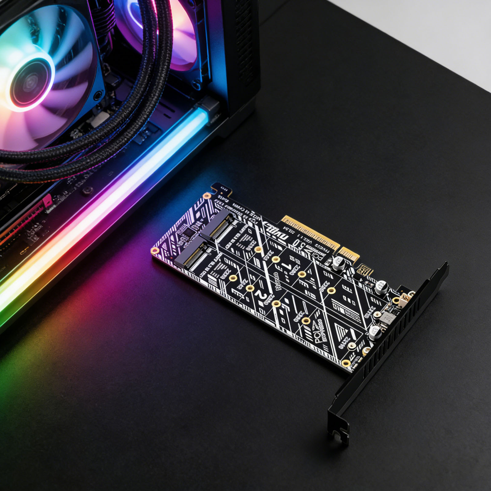 PCIE To NVME Double Bay Expansion Card Tools Included M-Key 2230/2242/2260/2280/22110 SSD NVMe PCIe Card for Data Movement