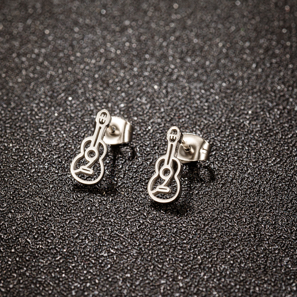 1 Pair Stainless Steel Music Instrument Guitar Stud Earrings for Women Girl Earing Musical Stud Earrings Party