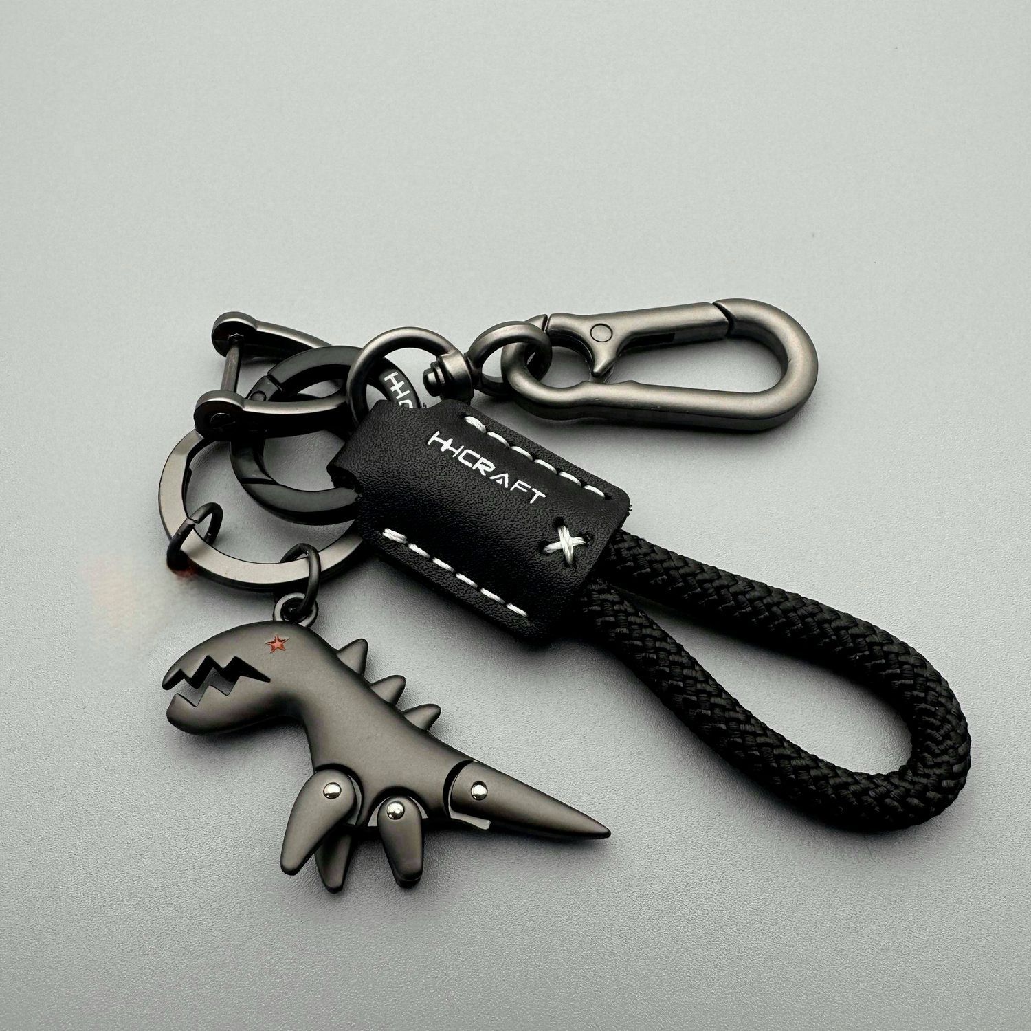 Metal Dinosaur Keychain Suitable Hand Braided Lanyard for Car Motorcycle Key Ring Handbag Backpack Pendant Accessories pen gpt