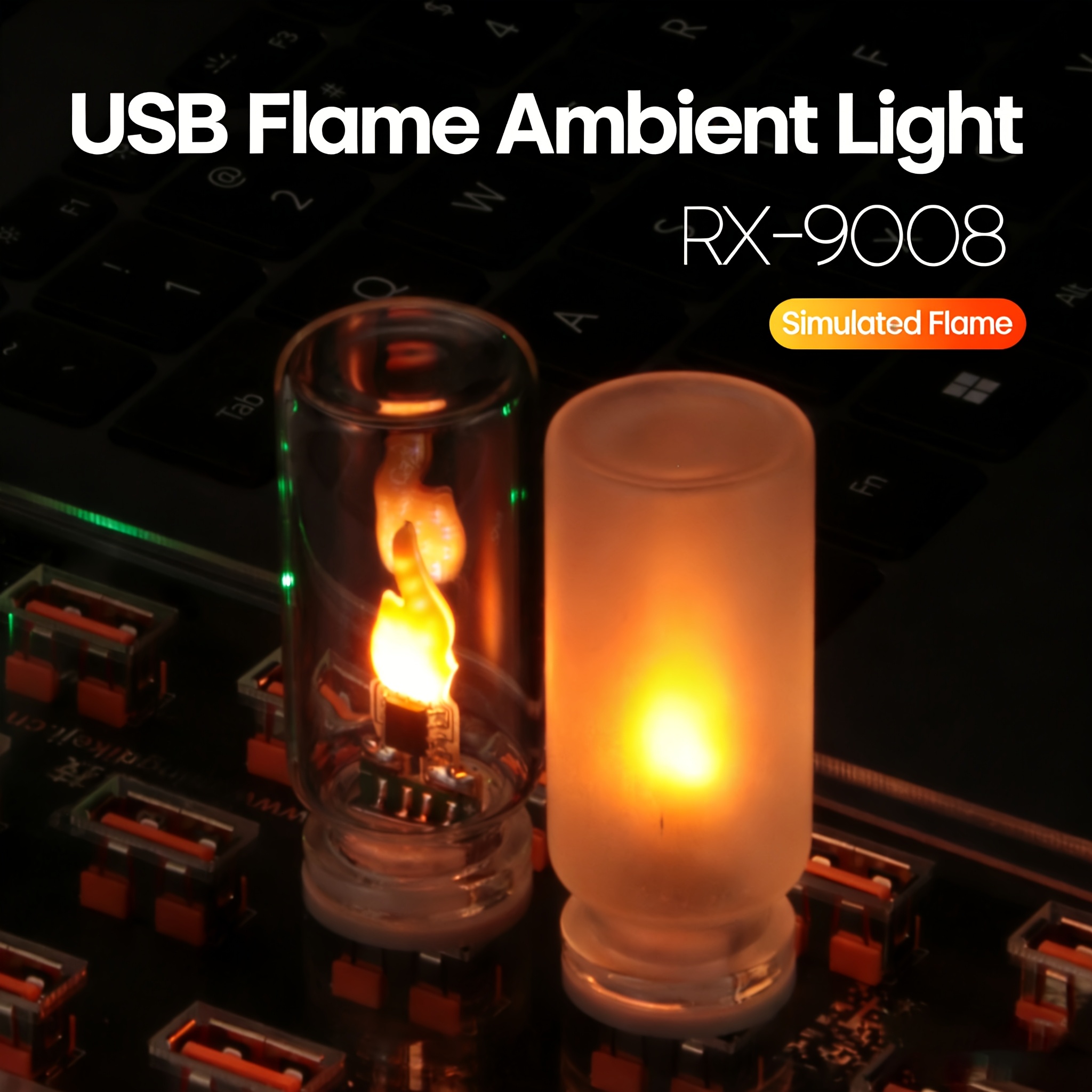 5V USB LED Flashing Candle Light Flame Night Light Frosted Clear Glass Decorative Touch Control Mood Lighting for Car Home Lamp