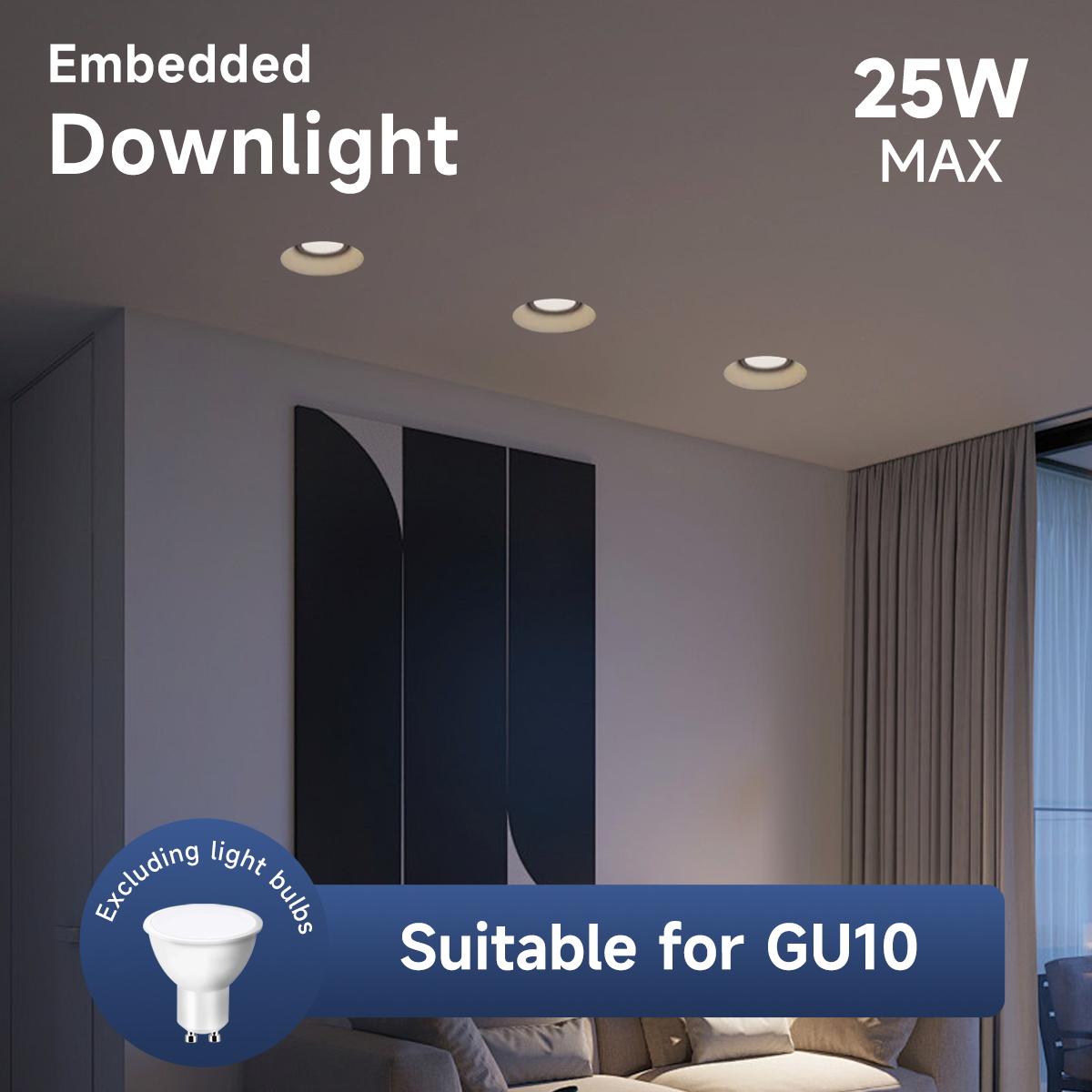 GU10 LED Ceiling Light Recessed Downlight 220V Replaceable Bulbs Ceiling Lamp Spotlights for Home Corridor Living Room Kitchen