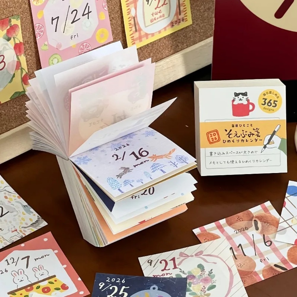 Kawaii Mini Tearable Calendar 2026 Japanese Style Daily Schedule Planner Paper Cute Cat Notebook Office Desk Decor Stationery