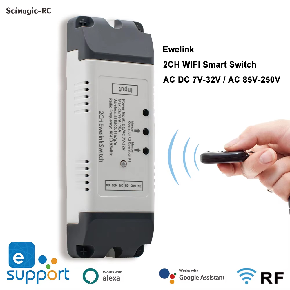 Smart Wifi Switch Ewelink App Two Relay 12V 24V 220V 230V RF433 Receiver Module Dry Contact Inching For Light Motor Alexa Work