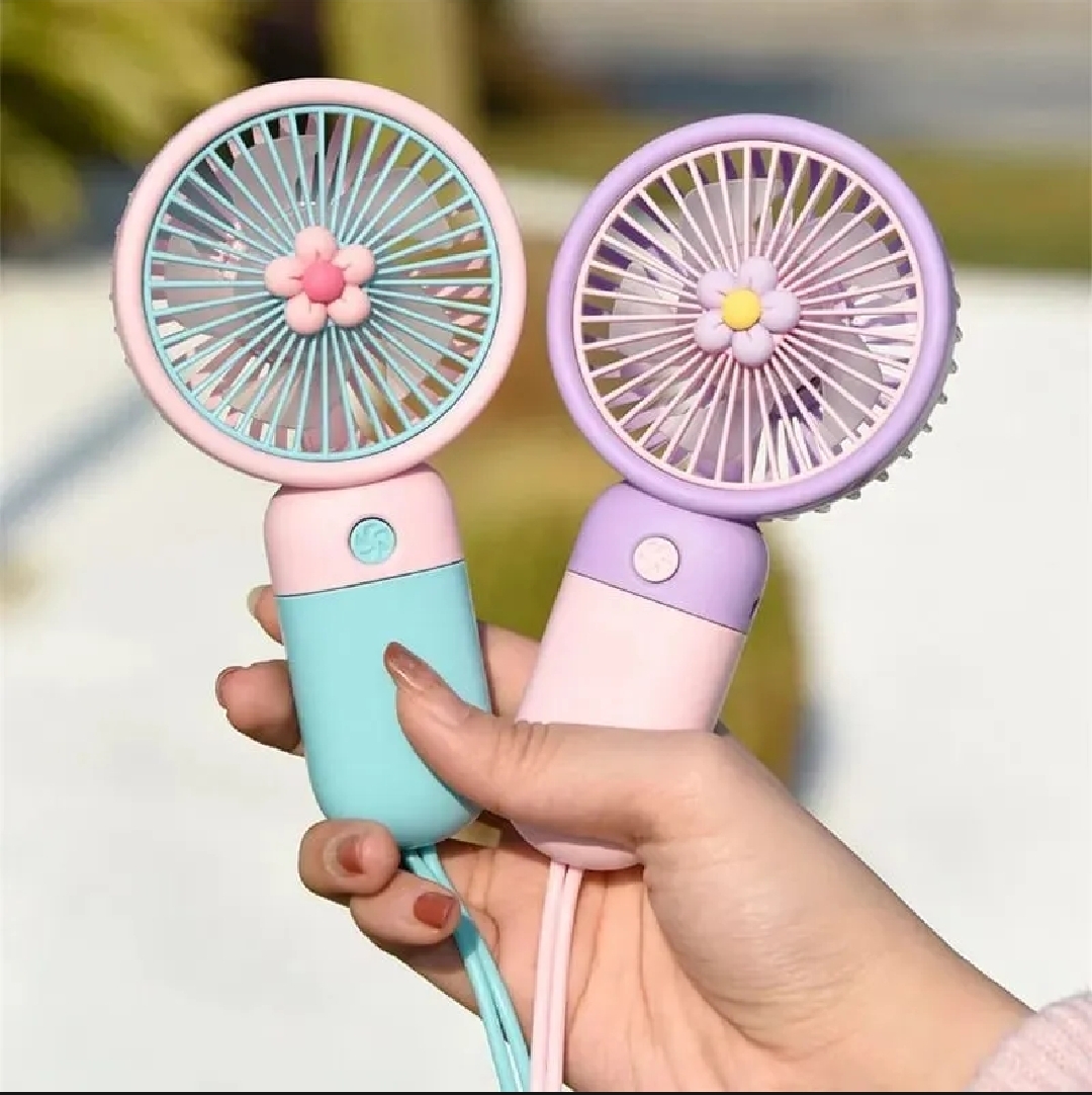 Cute Mini Portable Fan with Base | 3 Speed Rechargeable Handheld Cooling Fan for Summer Travel | Productsbook