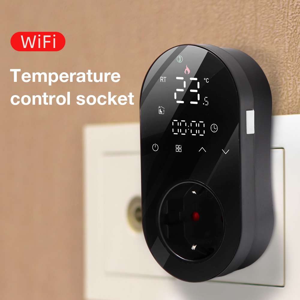 Tuya WIFI Thermostat Socket Digital Display Smart Thermostat Touch Screen Home EU Temperature Regulation For Home Alexa