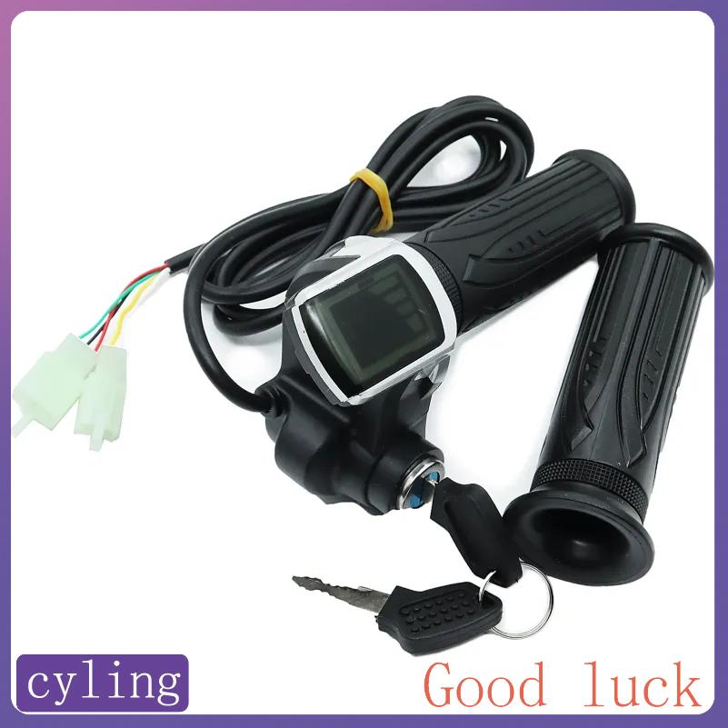 1 Pair 24V 36V 48V E-Scooter LCD Speed Display Twist Grip Throttle for Electric Scooter Electric Bicycle Motorbike Repair