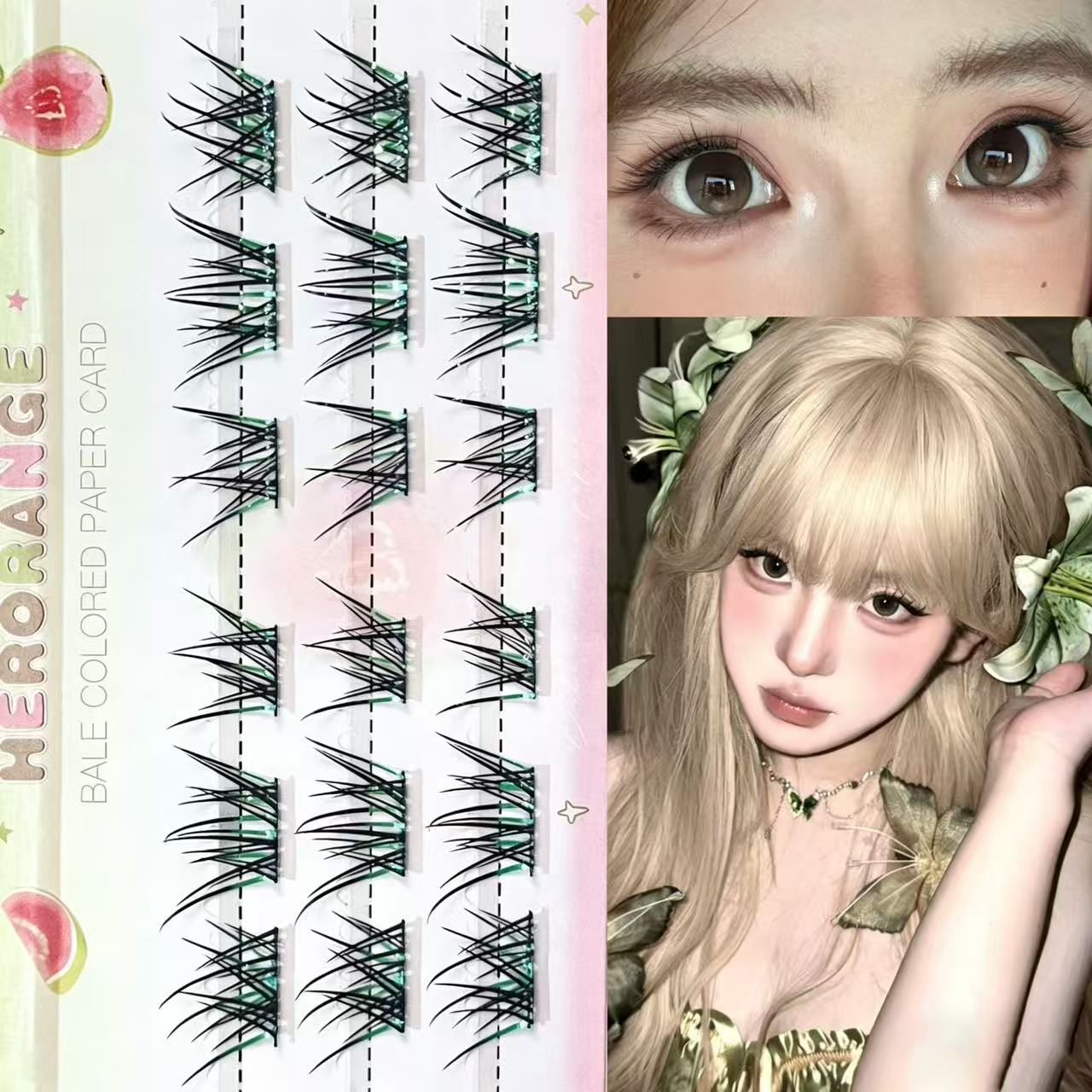 Herorange Gradient Color Fox Cluster Lashes 18 60 Bundles Upturned Cut Soft Fluffy Party Daily Photo Stylish Eye Makeup