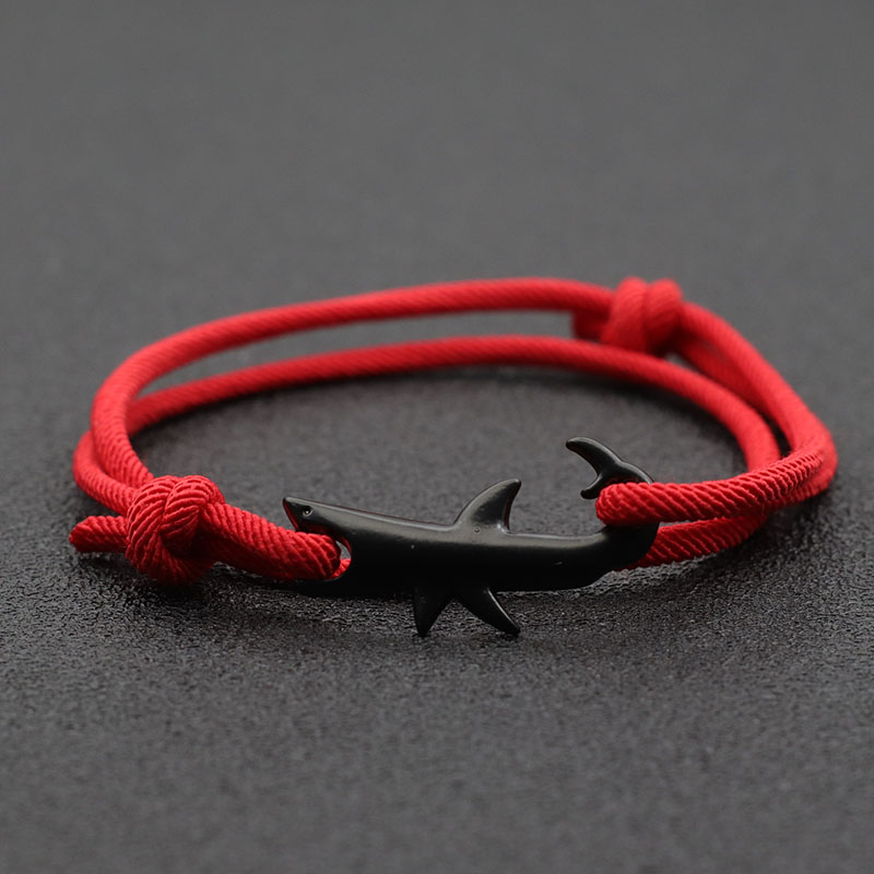 Simple Style Ocean Animal Shark Bracelet For Men Bilayer Adjustable Sliding String Braslet Summer Beach Casual Jewelry Pulseria