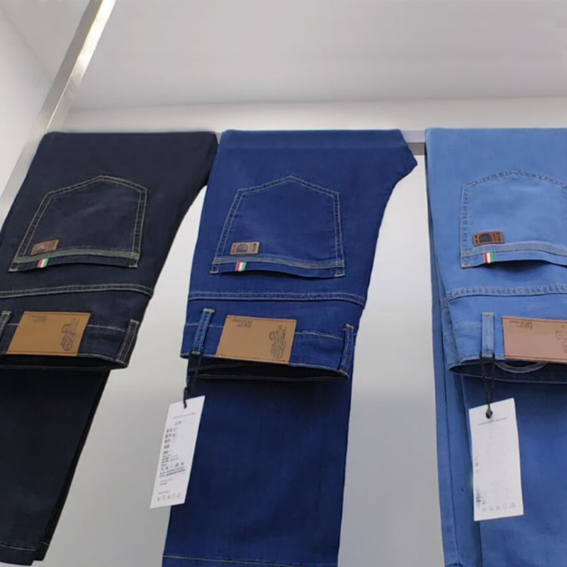 Spring/summer Thin Denim Straight Cotton Stretch Jeans Men Business Casual Cloth High Waist Ice Silk Lightweight Trousers
