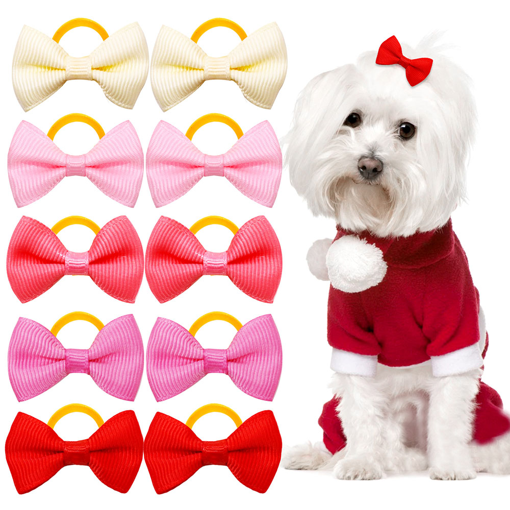 10/30/50PCS Small Dog Bows With Bands Handmade Puppy Bows Hair Accessories Pet Dogs Bowknots Pet Supplies For Dogs