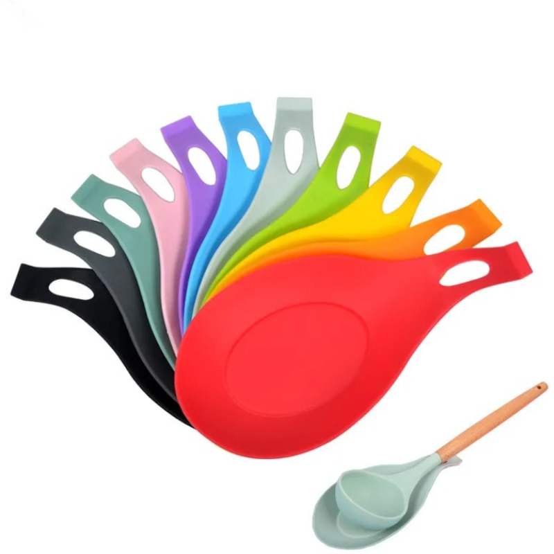 1PC Food Grade Silicone Spoon Mat Silicone Heat Resistant Placemat Tray Spoon Pad Drink Glass Coaster Hot Sale Kitchen Tool 5z