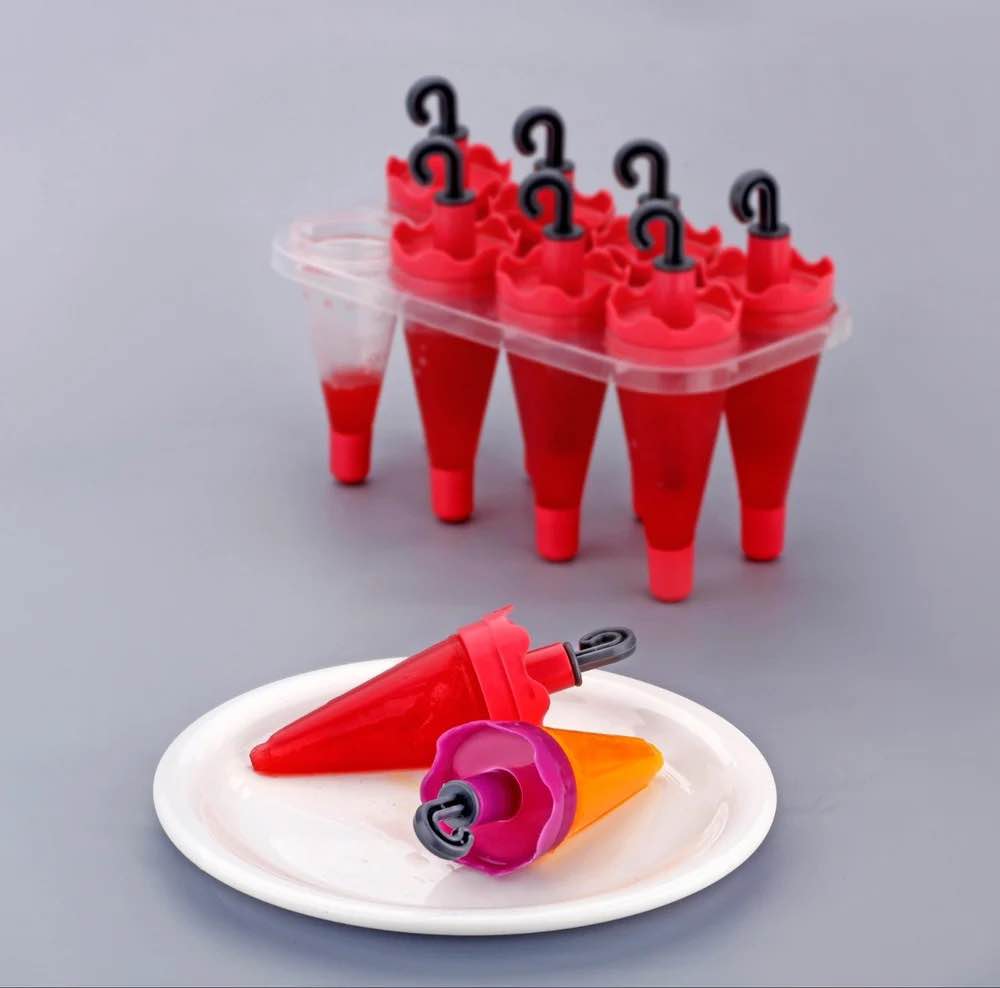 8pcs Set Mawa Ice Cream Mold Manual Kulfi Maker Multicolor Plastic Freezer Ice Cube Tray