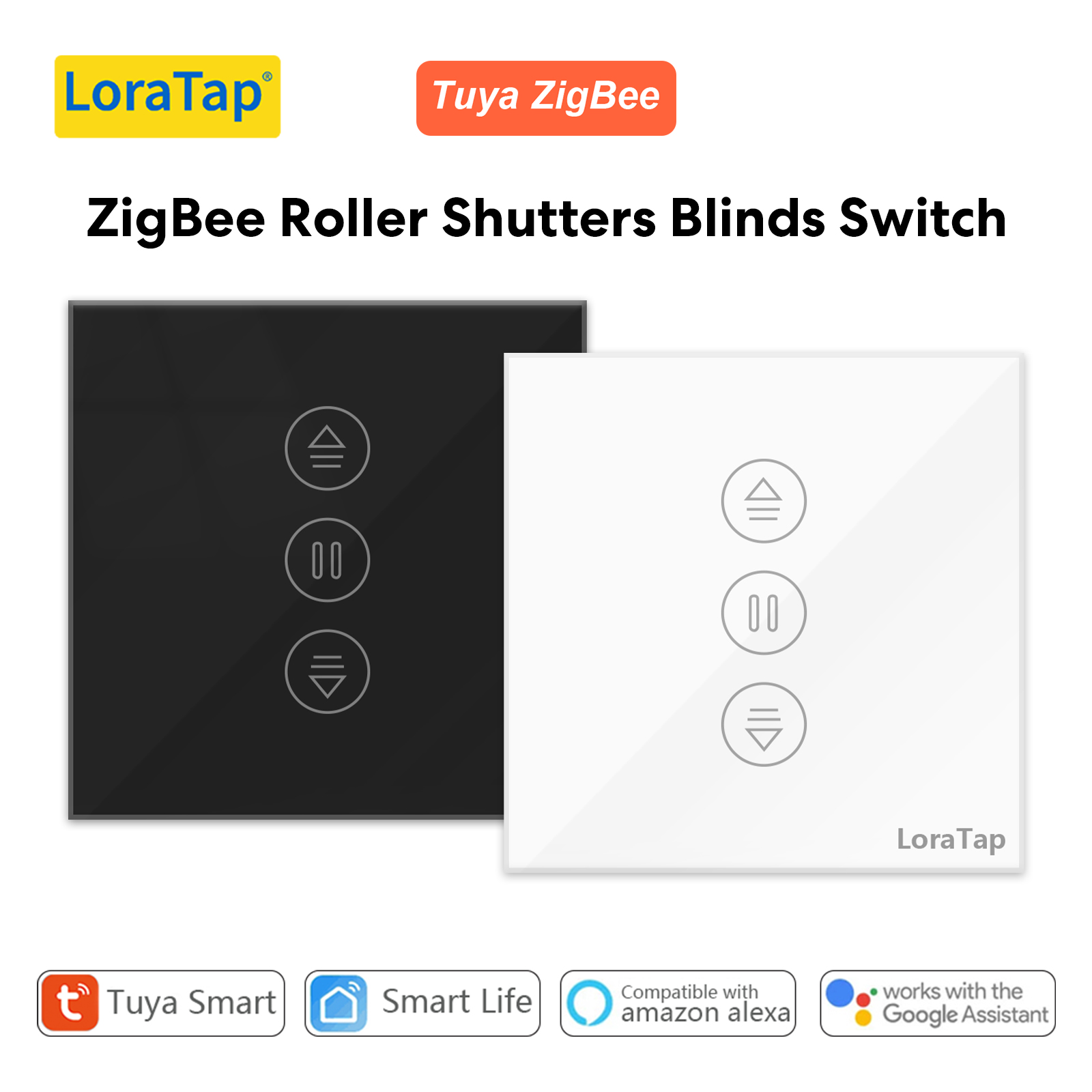 LoraTap ZigBee Tuya Smart Curtain Switch for Tubular Motors Travel Timer /Alexa Voice Control Remote Operation