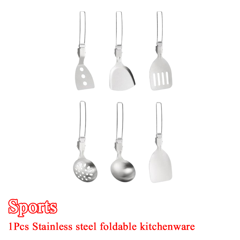 Stainless Steel Folding Spatula Spoon Shovel Food Turner Fold Spoon Outdoor Camping BBQ Cooking Compact Tableware