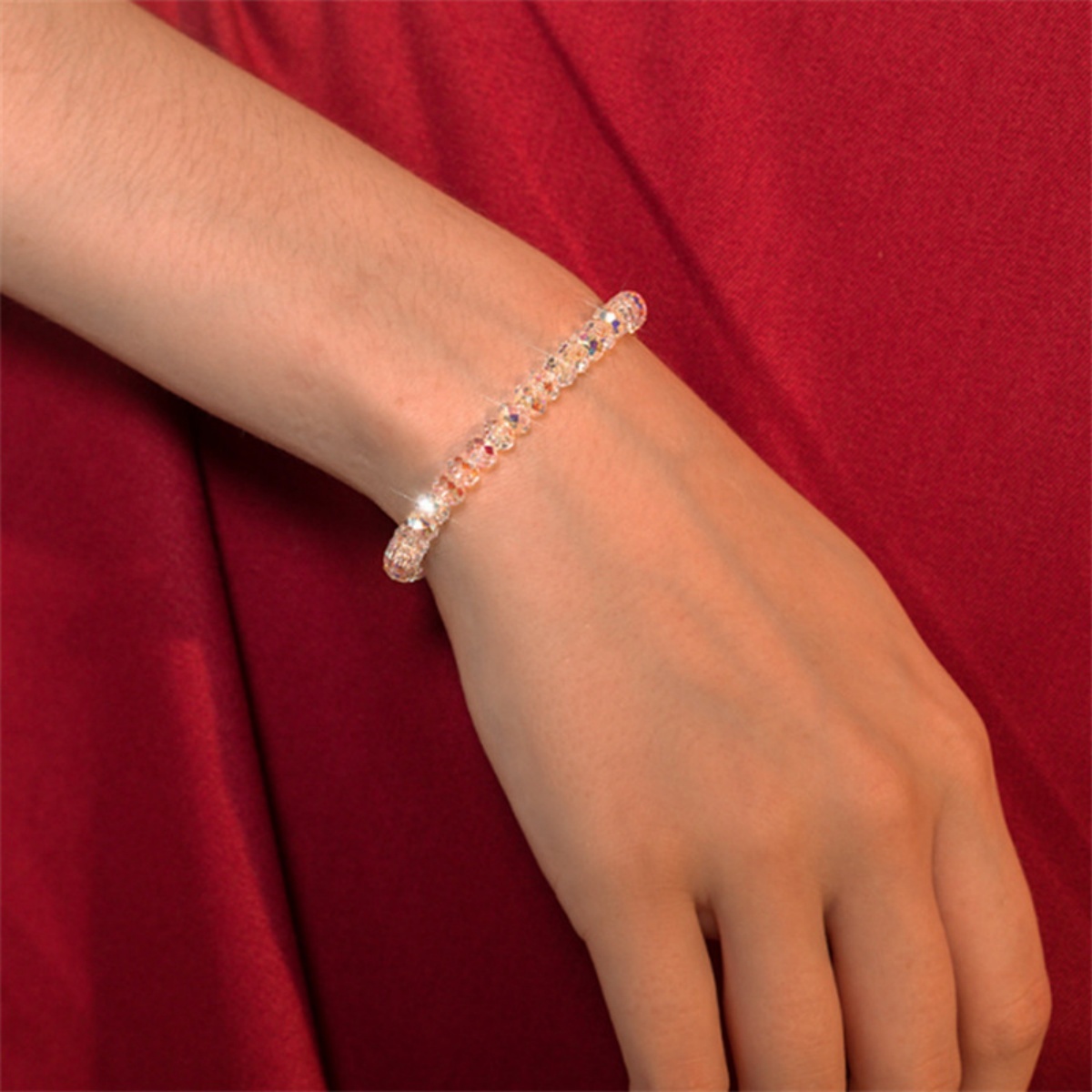 Minimalist Colorful Crystal Beaded Stretch Bracelets Simple Elegant Crystal Bangles Wedding Party Jewelry For Women Men