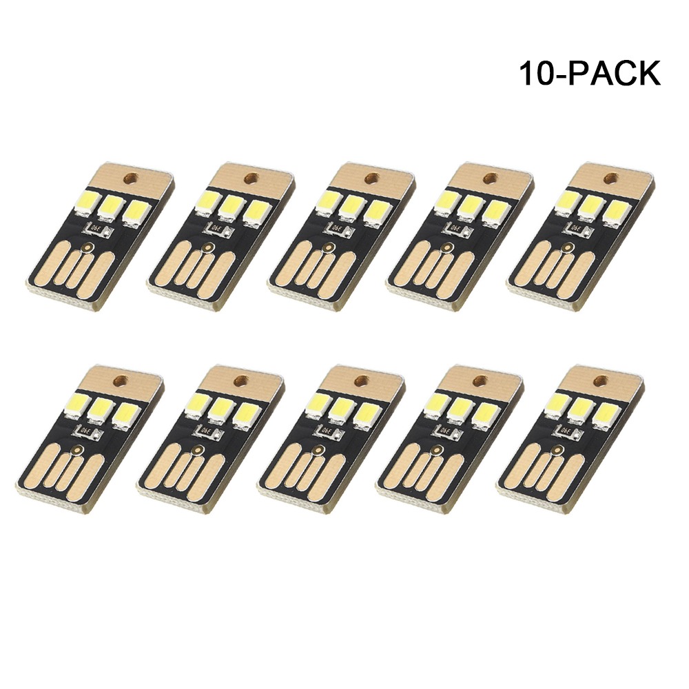 10-pack Book Light Mini Night Lighting SMD 2835 Book Lamp Bulb 5V 0.2W USB LED for Computer Laptop Reading Energy-saving Light