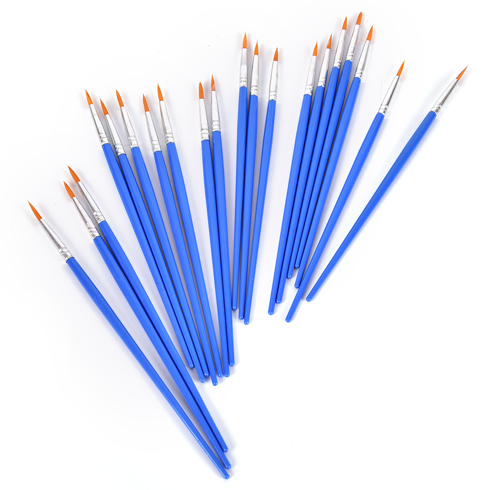 10Pcs Nylon Hair Artist Paint Brush Acrylic Watercolor Round Fine Hand Point Tip10 x Round Pointed Tip