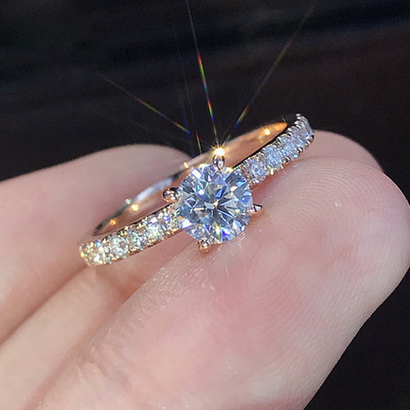 New Arrival Vintage Rose Gold Filled Wedding Rings For Women Fashion Jewelry Luxury Blue Zircon Engagement Ring