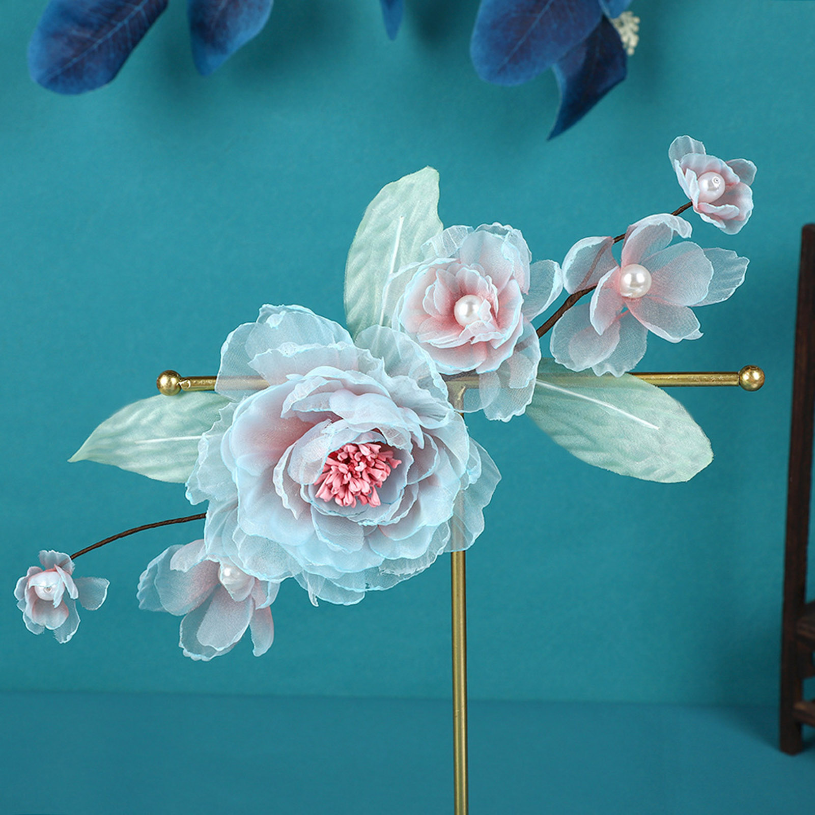 Han Chinese Clothing Flower Hair Clips Handmade Fringed Hair Weaving Jewelry for Thick Curly Hair Styling Decorative