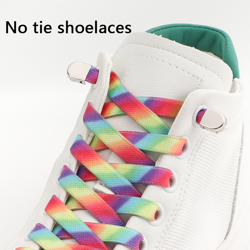 Press Lock Shoelaces No Tie Shoe Laces Without Ties Elastic Laces Sneaker Flat Rainbow Shoelace for Shoes Lace Adults Kids