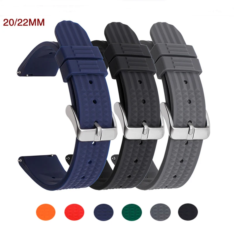 Waffle Silicone Strap for Water Ghost 007 Abalone 20mm 22mm Men Sport Diving Quick Release Watch Band Bracelet