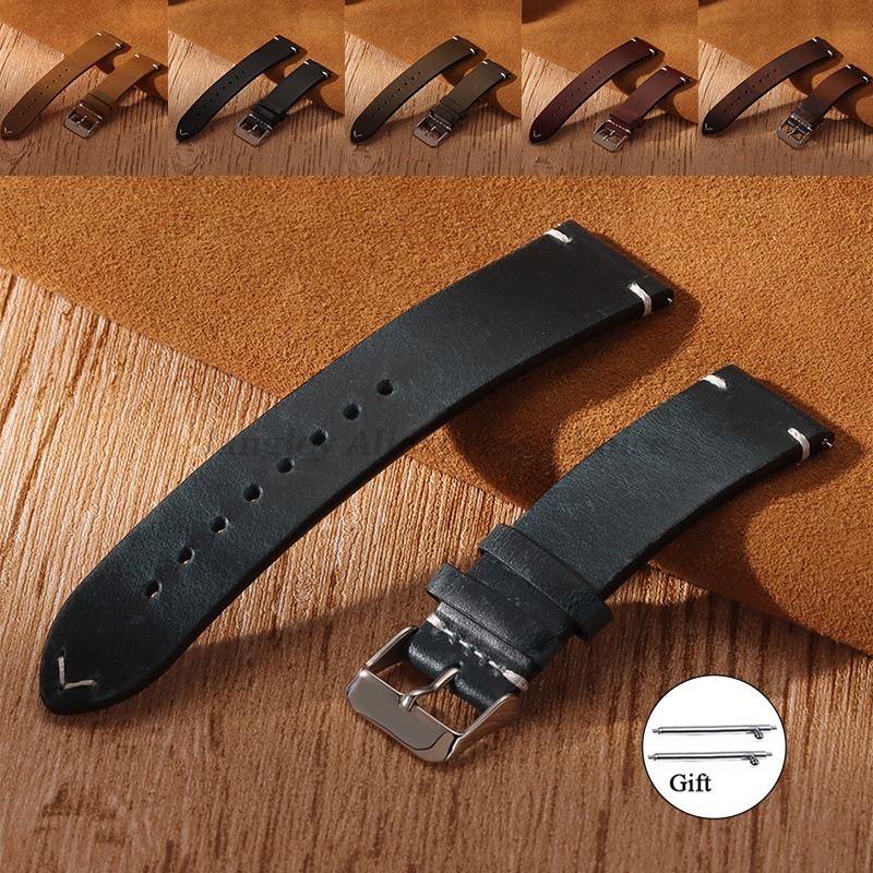 Vintage Oil Wax Genuine Leather Watchband Quick Release Belt 18/19mm 20mm 21mm 22mm 24mm for Watch Gt4/Gt3 46mm Wristband
