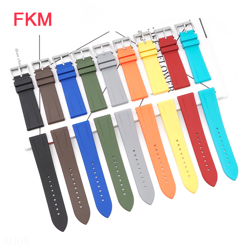 Fluoro Strap Sport Waterproof Stainless Steel Buckle Quick Release FKM Replace Watch Band Belt for Men Women 20mm 22mm