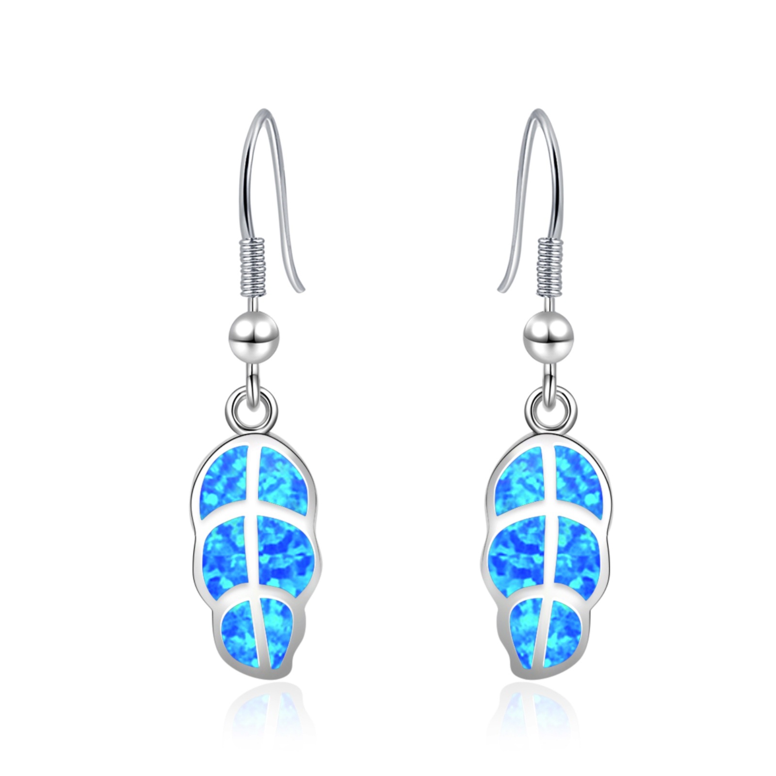 Cracked Ice Blue Opal Earrings,White K Plated Textured Round Dangle Earrings,Artisan Hypoallergenic Jewelry Gift for Women