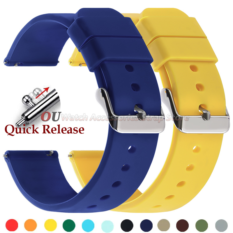 18mm20mm22mm12mm14mm16mm24mm Soft Silicone Watch Band Quick Release Strap for for Men Women Bracelet Belts