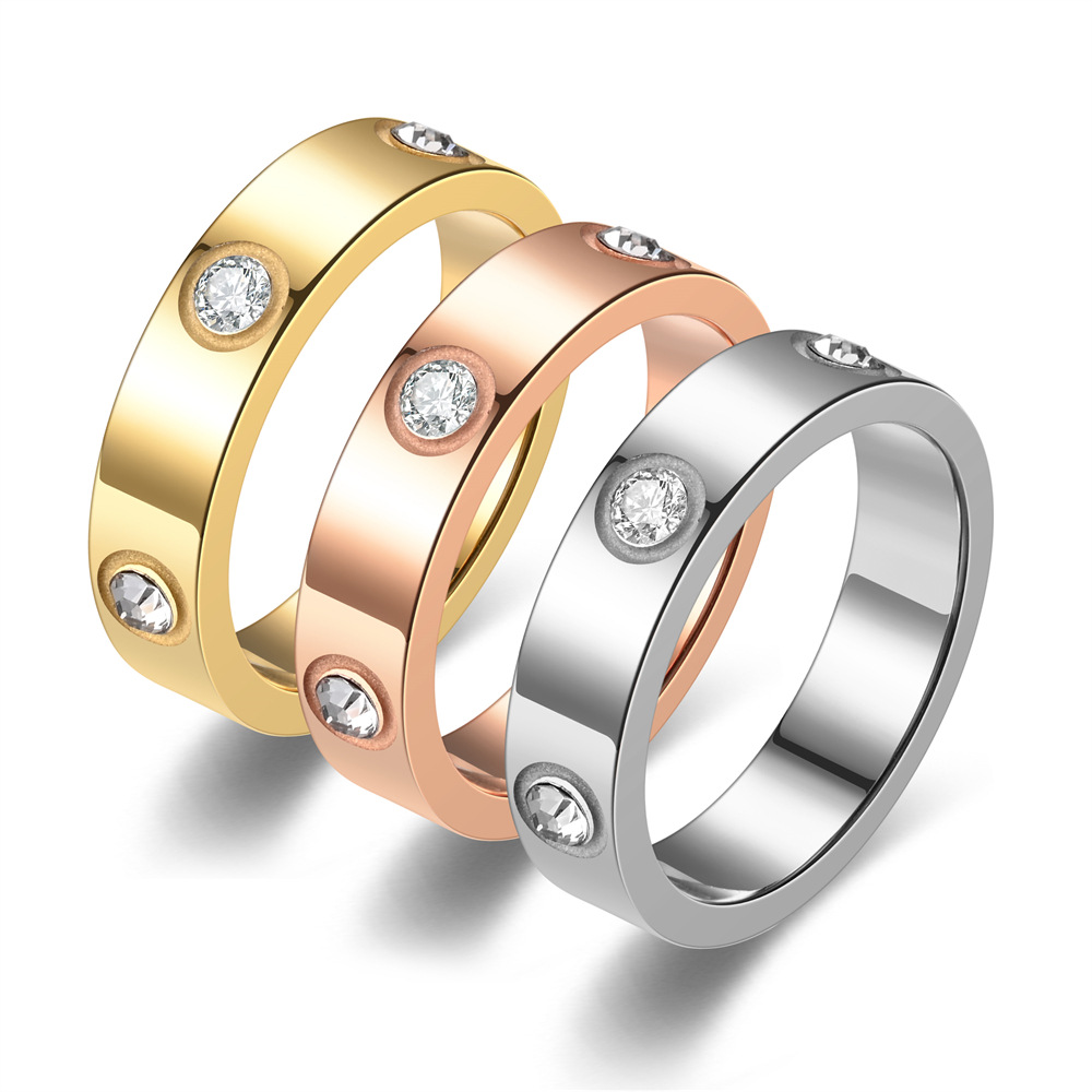 1 pc Love Friendship Ring Stainless Steel Plated Cubic Zirconia Promise Ring Wedding Jewelry Valentine's Day Birthday Gift 6-8