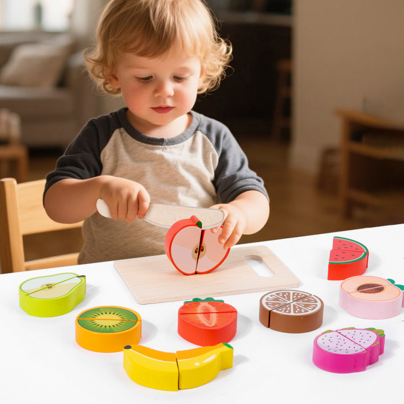 Montessori Wooden Hamburger Pretend Play Toy Educational Simulation Food Matching Stacking Game With Cards For Kids 2 Years