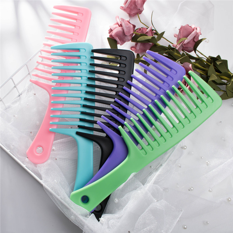Heat Resistant Hairdressing Hair Brush Wide Tooth Comb Plastic Anti Static Detangling Hair Comb for Curly Wet Hair