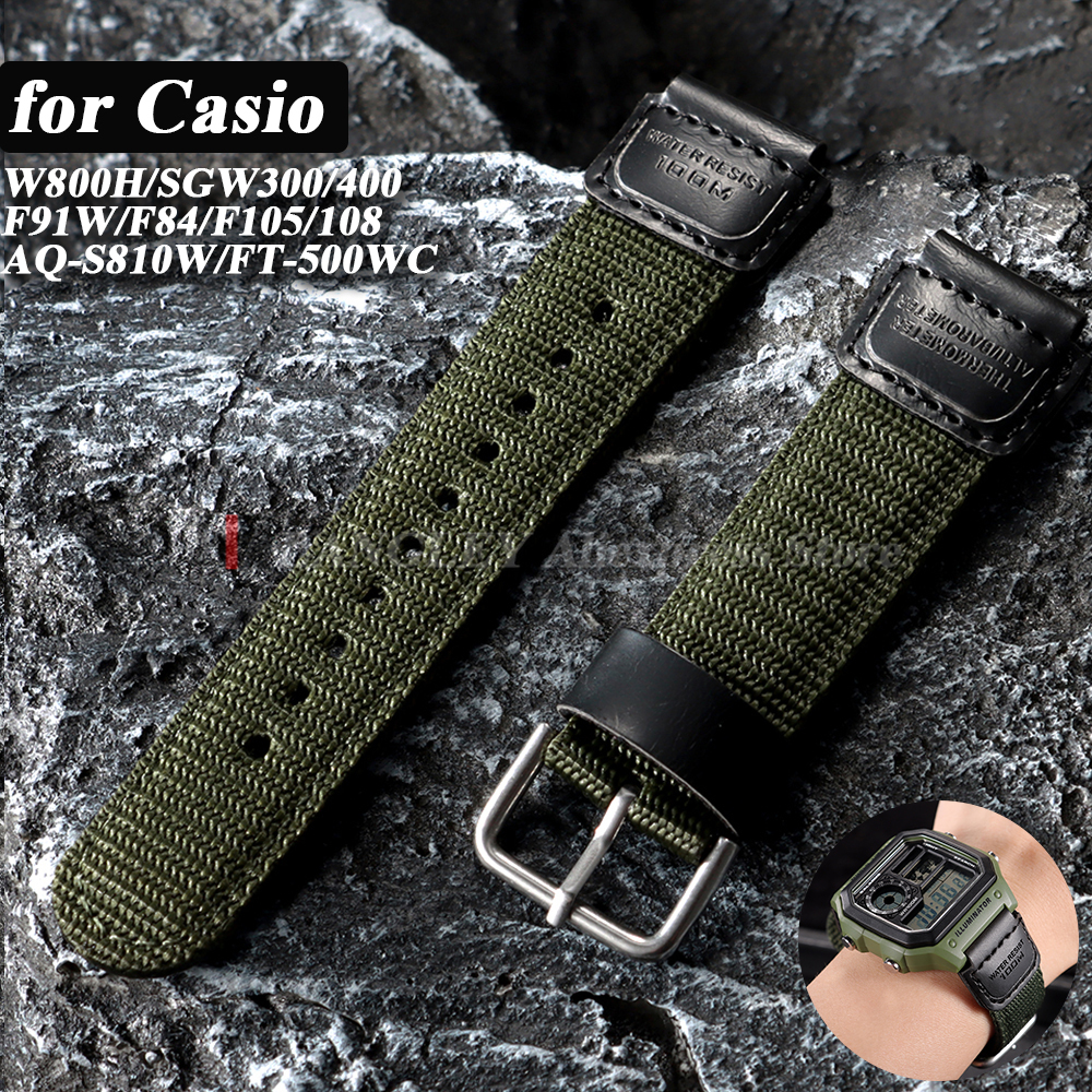 Nylon Canvas Watch Strap for for 18mm Band for F91W W800H F84 SGW400 AE1200 Bracelet 19mm Band for FT-500WC Belts