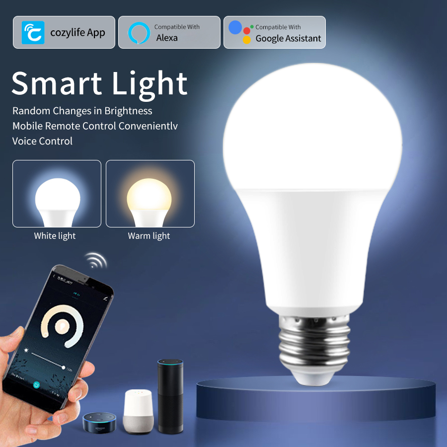 12W 15W 20W WiFi Smart LED Bulb 220V 110V E27 Smart Alexa Lamp Cozylife App Lampada Assistant Vioce Control Room Decor