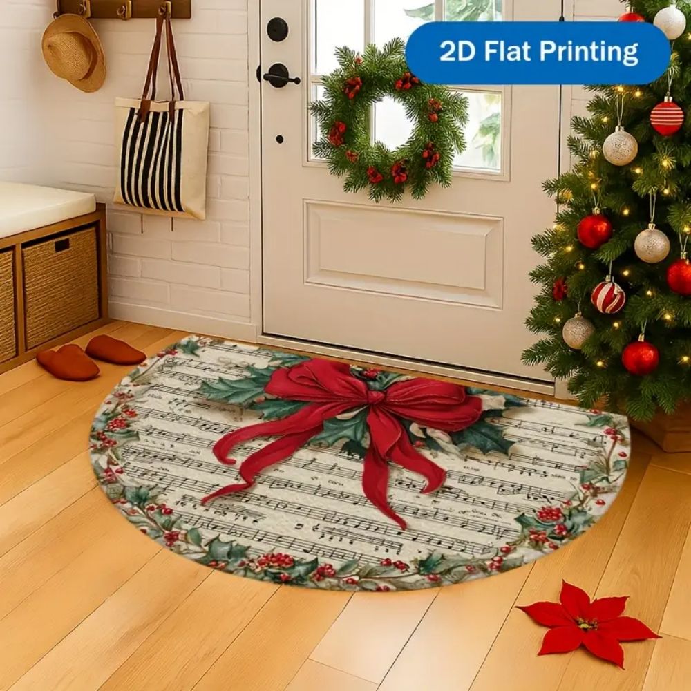 VIKAMA Christmas Welcome Doormat Semicircular Front Door Porch Kitchen Mat Indoor Outdoor Rug Holiday Home Decor