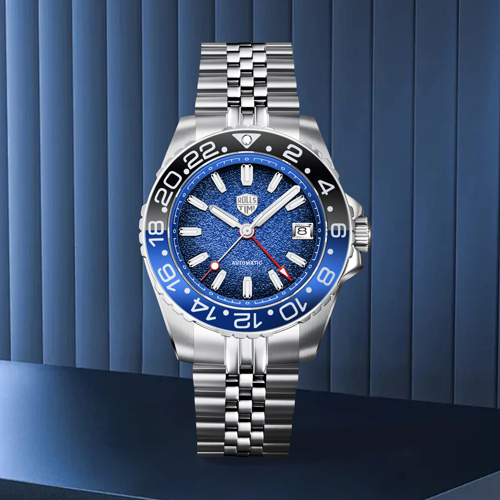 Rollstimi Design Watches 2025 New Diving GMT Luxury Automatic Watch For Men AR Sapphire Crystal Stainless Steel Mechanical Watch