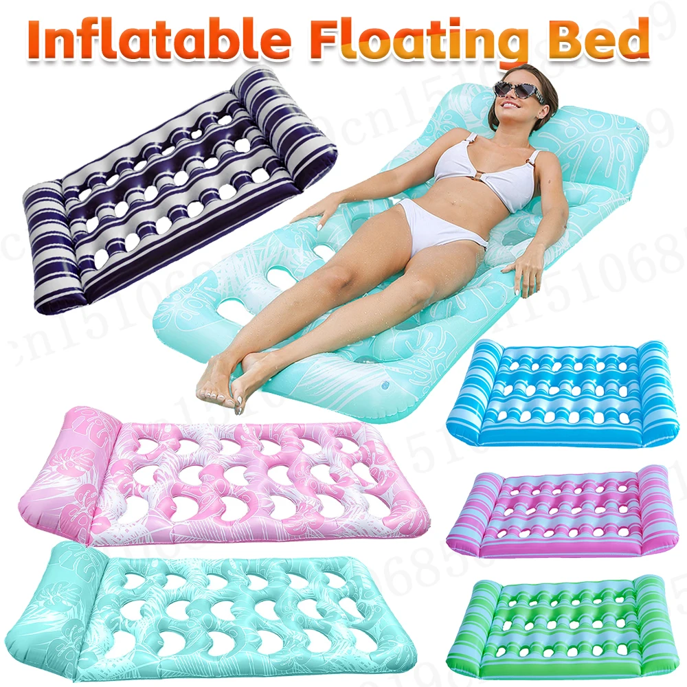 Hammock Recliner Chair Portable Inflatable Water Sleeping Bed Foldable Floating Lounger Air Mattress Outdoor Swimming