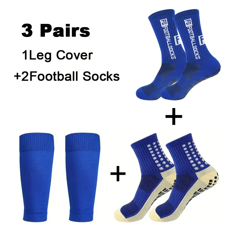 Men's Grip Soccer Socks Knee Pads Calf Sleeves Youth Non Slip Leg Shin Guards for Basketball Football Sports 1/3 Pair Set