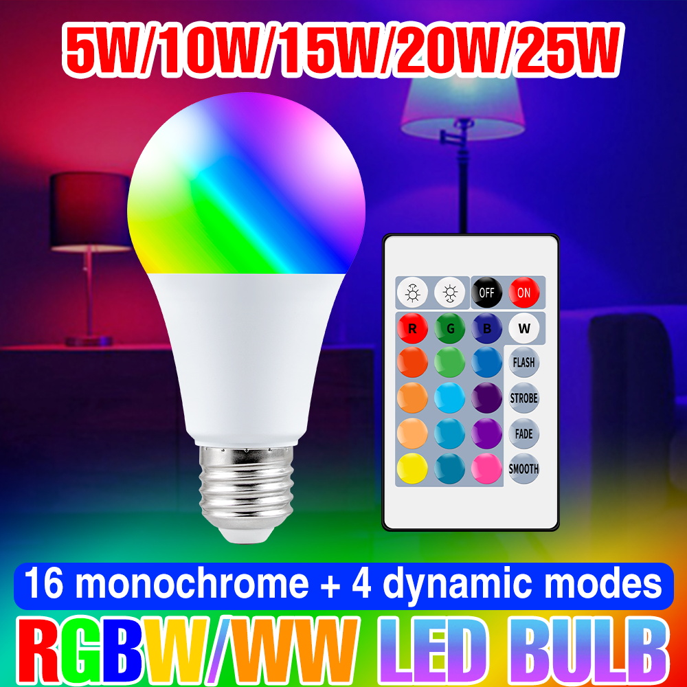 25W 15 Colors RGB Bulb LED Multicolor Atmosphere Lamp 220V Colorful Bulbs E27 Smart Dimming Party KTV Bar Decoration Lighting lightify