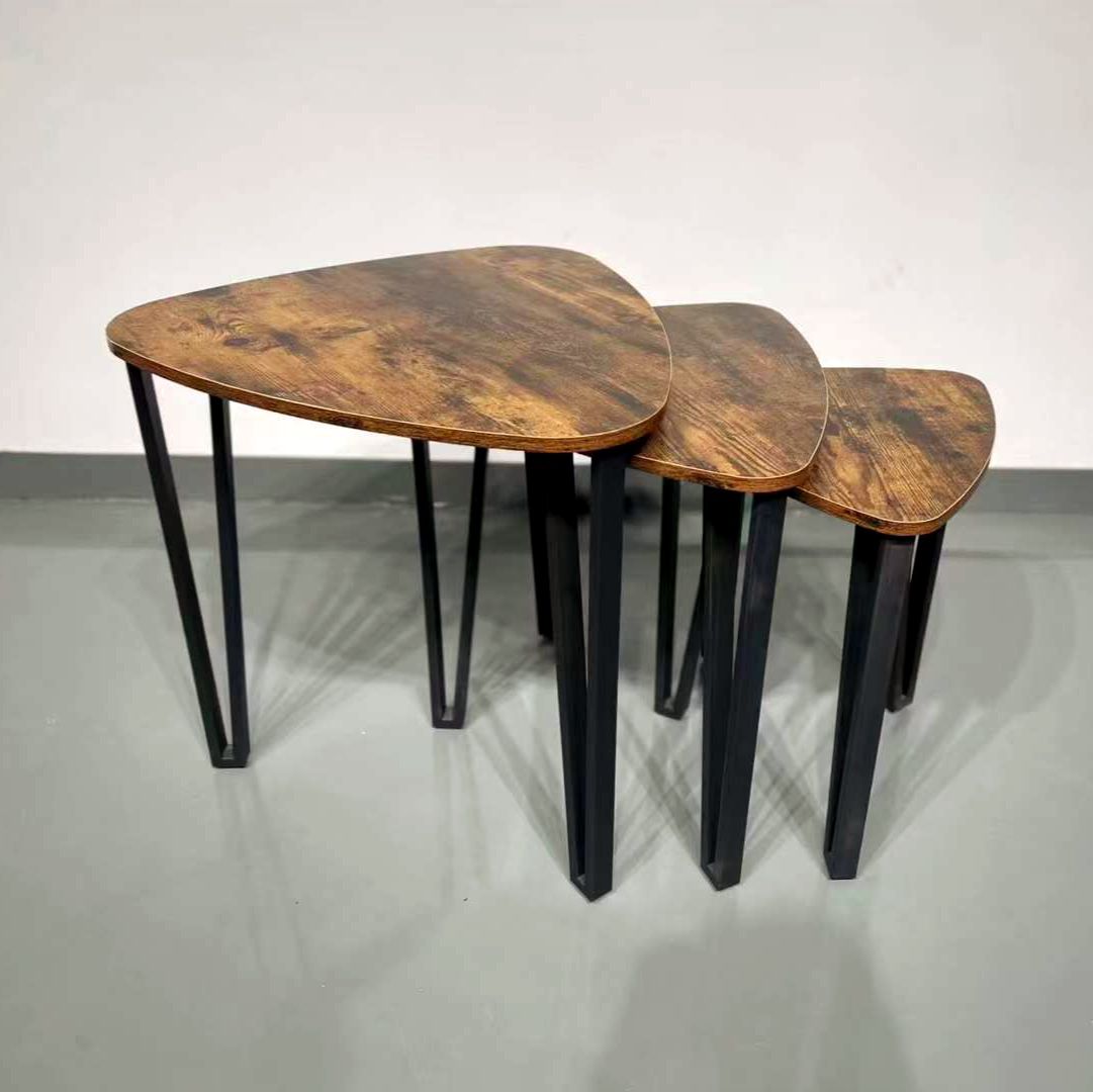 Industrial Nesting Coffee Table,Set of 3 Tables for Living Room,Stacking SideTables
